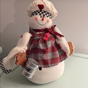 Festive Snowman Chef Decoration - Red and White.‎ Or leave up all year round.